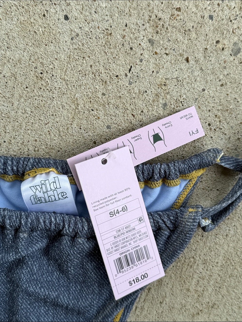 NWT Wild Fable Faux Denim Textured Triangle/String Bikini Size Small - Picture 5 of 9